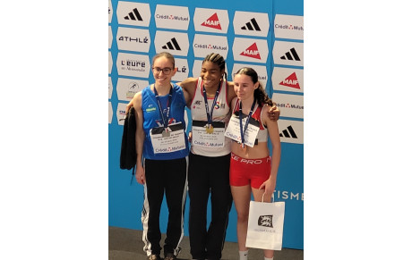 Odeline Lafontant (GPSEO Athlétisme) sacrée championne de France U18 du 400 m en salle !